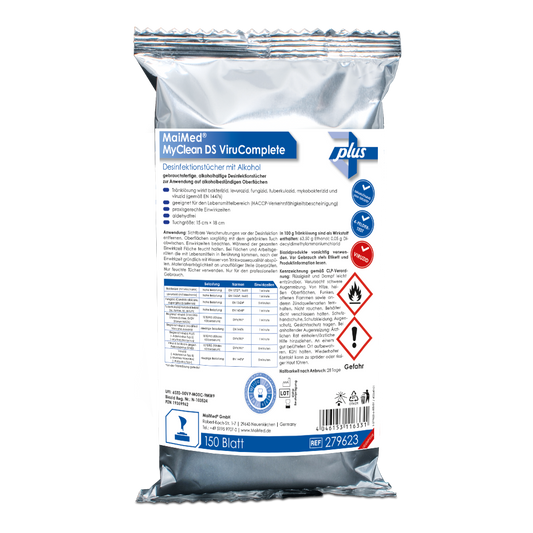 MaiMed MyClean DS ViruComplete Refill 120 St. Tücher getränkt-neutral 15x18cm | Packung (150 Stück)