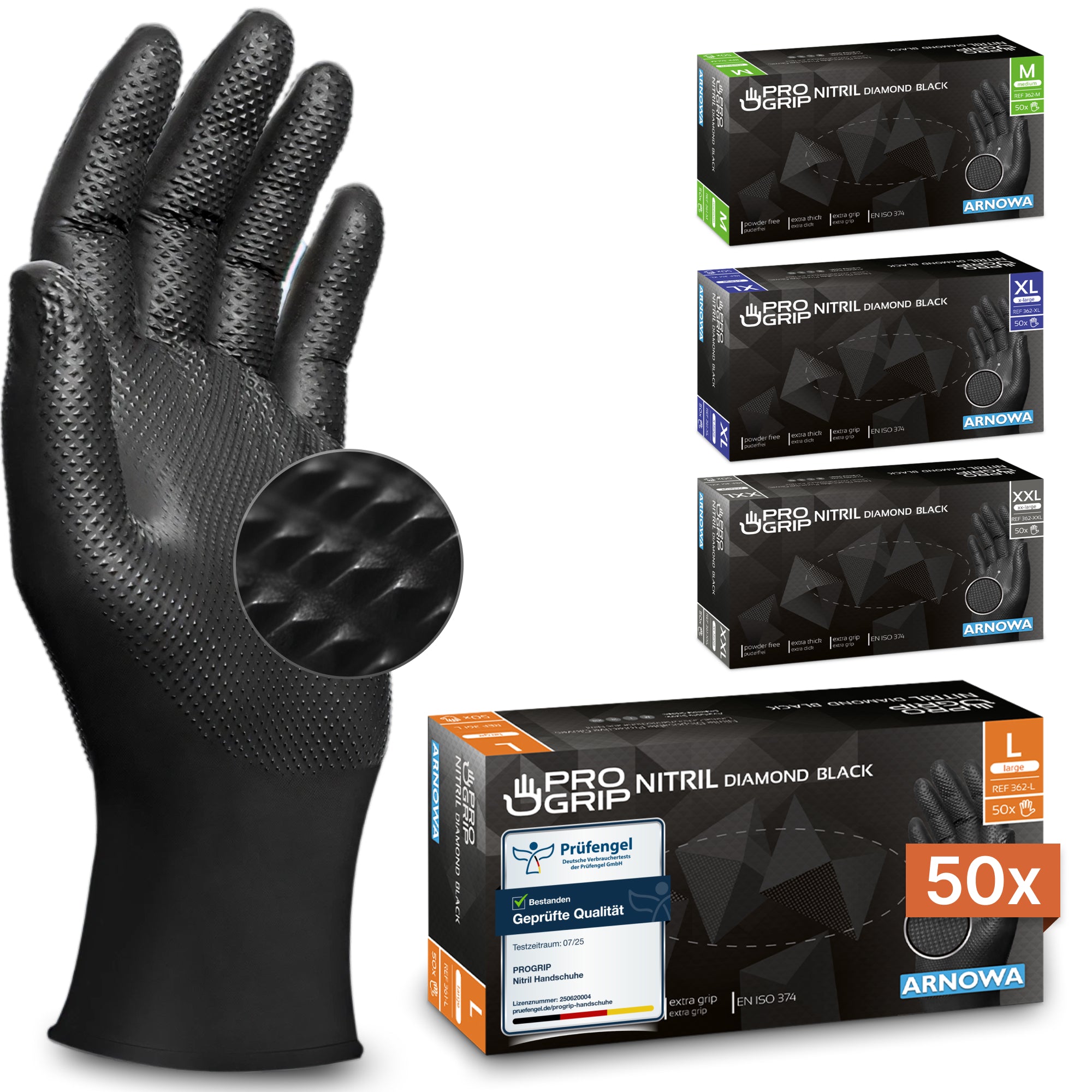 ARNOWA PROGRIP NITRIL DIAMOND BLACK Reißfeste ARN-361-XL
