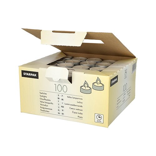 Starpak 100 Teelichter Ø 38 mm · 22 mm weiss · mit langer Brenndauer 8