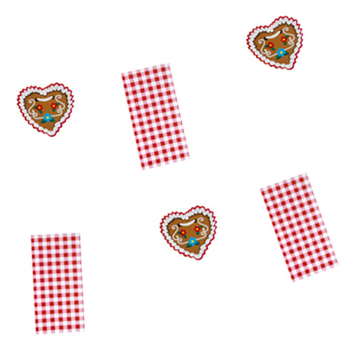 Die PAPSTAR Flaggenkette „Hüttengaudi“ (4m, Papier) der PAPSTAR GmbH besticht durch abwechselnd rot-weiß karierte Rechtecke und ausgestanzte Lebkuchenherzen – perfekt, um Ihrer Feier eine festliche Note zu verleihen.