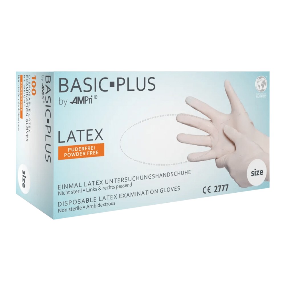 weiße latex handschuhe AMPri BASIC-PLUS Latexhandschuhe puderfrei, weiß