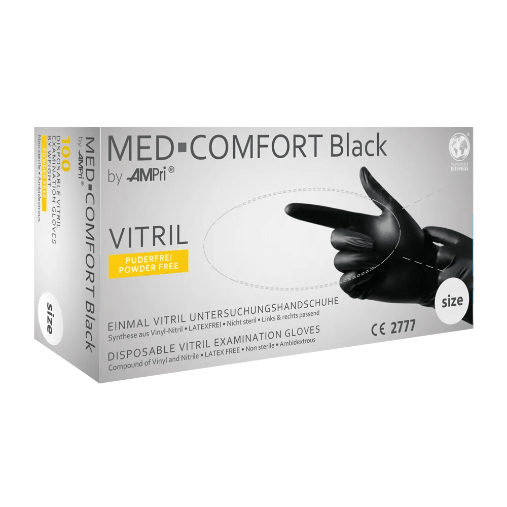 AMPri MED-COMFORT BLACK Vitrilhandschuhe puderfrei Schwarz
