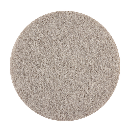 Abgebildet ist ein rundes, flaches Kiehl Litho-Pad 4.0 17 Zoll (43,2cm) der Johannes Kiehl KG mit hellgrauer, strukturierter Oberfläche von oben; ideal für die professionelle Reinigung. Die Packung enthält 5 Stück.