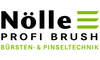Schwarzer Schriftzug „Nölle Profi Brush“ mit grünem Zusatz „Bürsten- & Pinseltechnik“ und Balkensymbol rechts