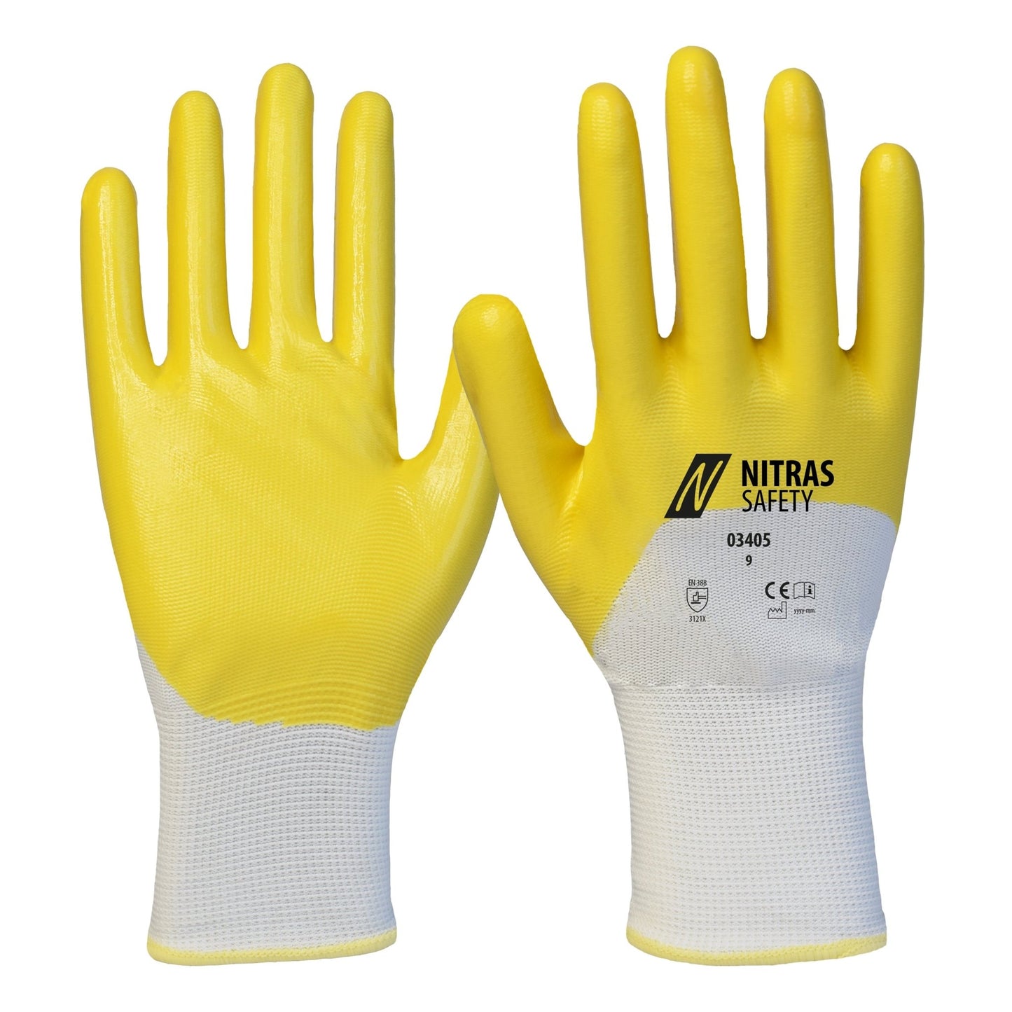 NITRAS Nitrilhandschuhe, weiß / gelb