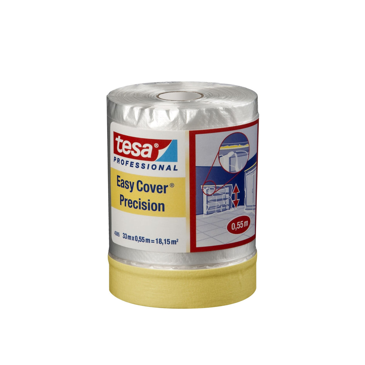 tesa Professional 4365 Easy Cover Precision PLUS HDPE Film, Transparent, 33 m x 550 mm