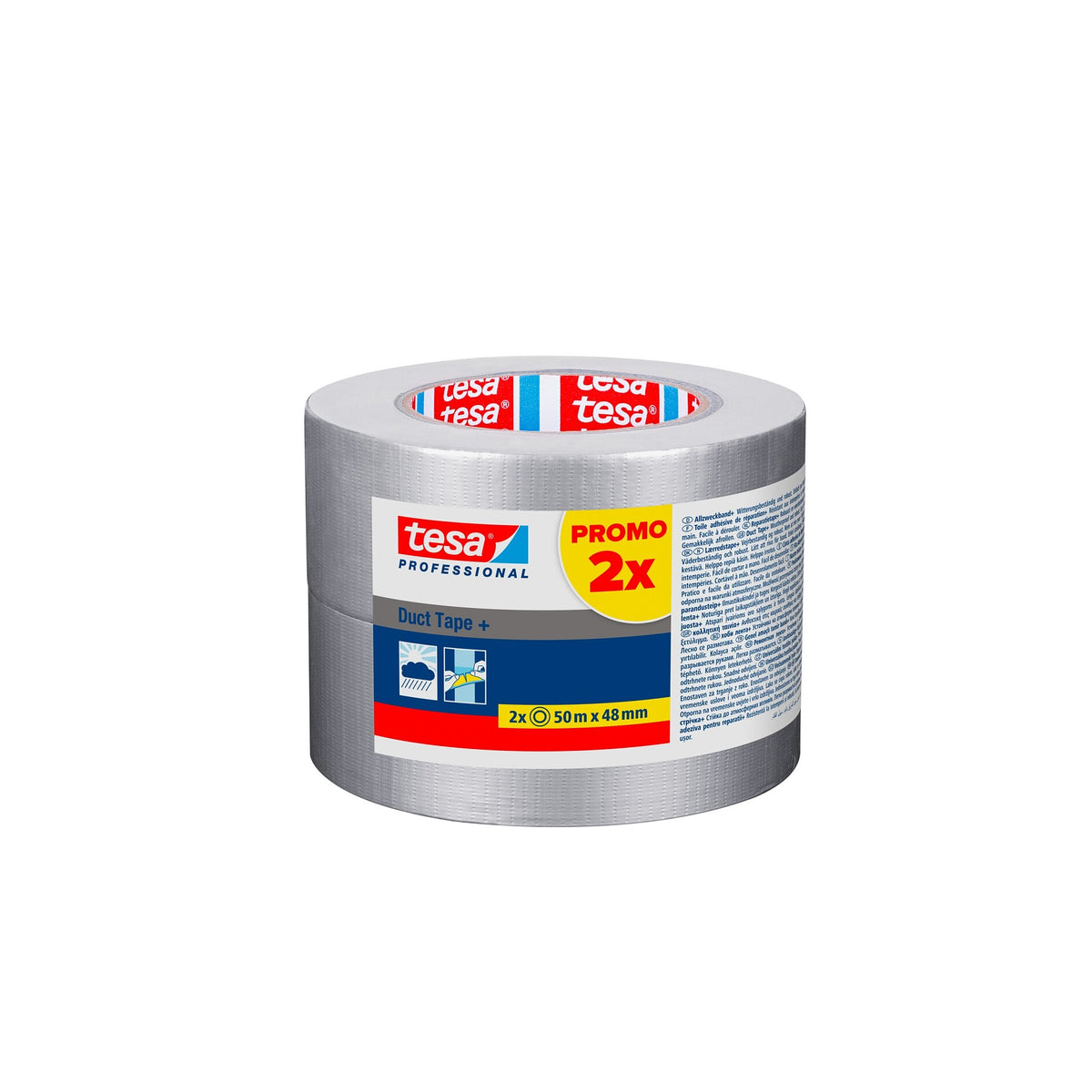 tesa 4619PRO Duct Tape+, 50 m x 48 mm, silver-gray