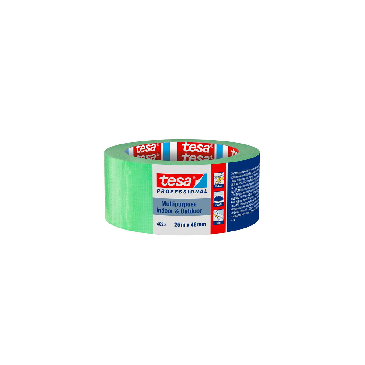 tesa Professional 4625 Multi-Purpose Adhesive Tape for Indoor & Outdoor Use, 25 m x 48 mm, green