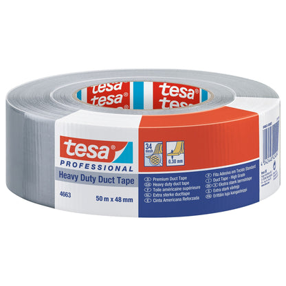 tesa Professional 4663 Premium Stone Tape, 50 m x 48 mm, matte silver