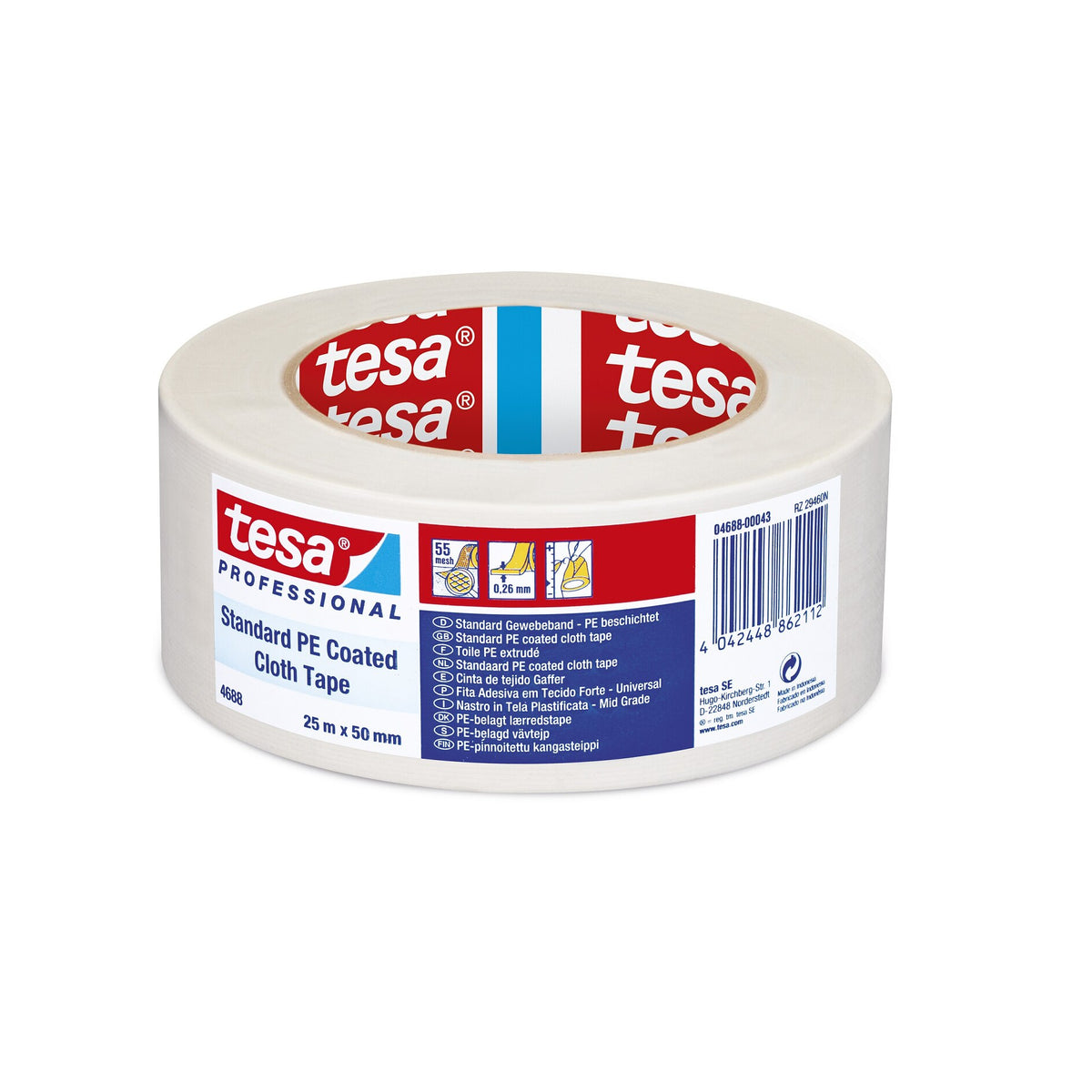 tesa Professional 4688 PE Repair Tape, White, 25 m x 50 mm