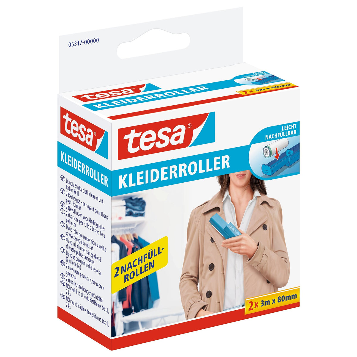 tesa Lint Remover Clothing Refill, 2× Refill