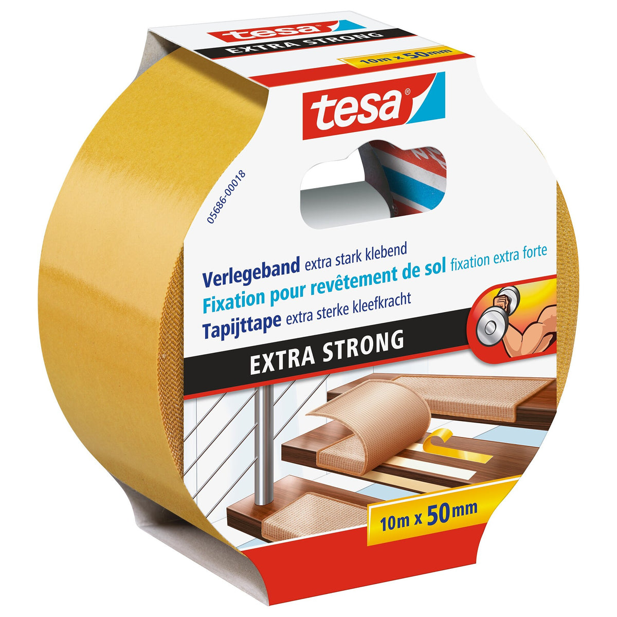 tesa 5686 Installation Tape, extra-strong adhesive, 10 m x 50 mm, white