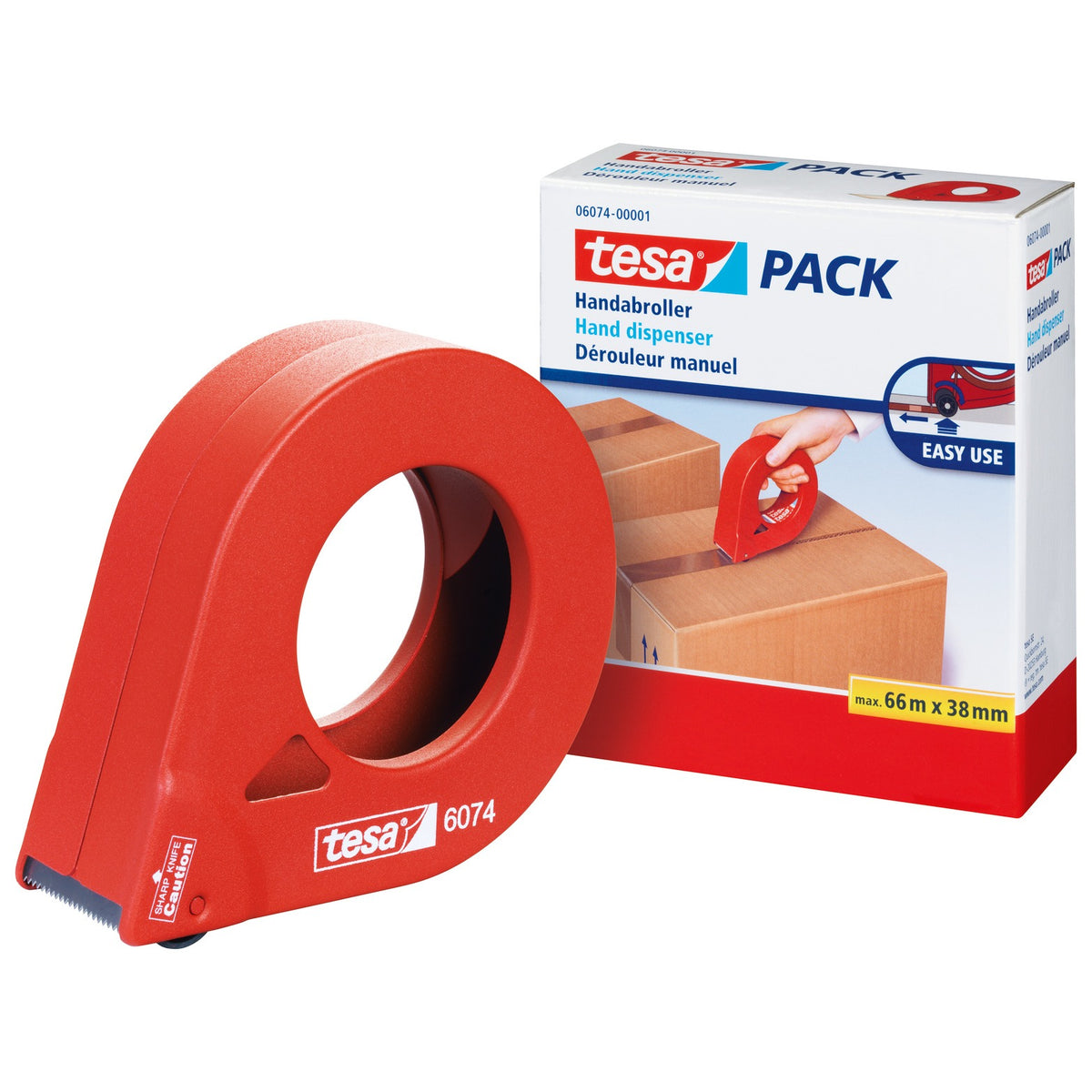 tesa 6074 Packaging Tape Hand Dispenser for 38mm-wide Rolls