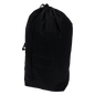 A DEISS 6504 reusable trash bag (700x1100 mm, black) from EMIL DEISS KG is shown standing upright against a white background, with a rectangular front panel and a side carrying handle. Packaged in a cardboard box containing 50 packs.