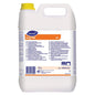 A white 5-liter plastic container of Diversey Deutschland Suma Dip K1—a liquid, chlorine-based immersion cleaner for professional dishware—features a yellow cap and multilingual product information, usage instructions, and safety precautions on the label.