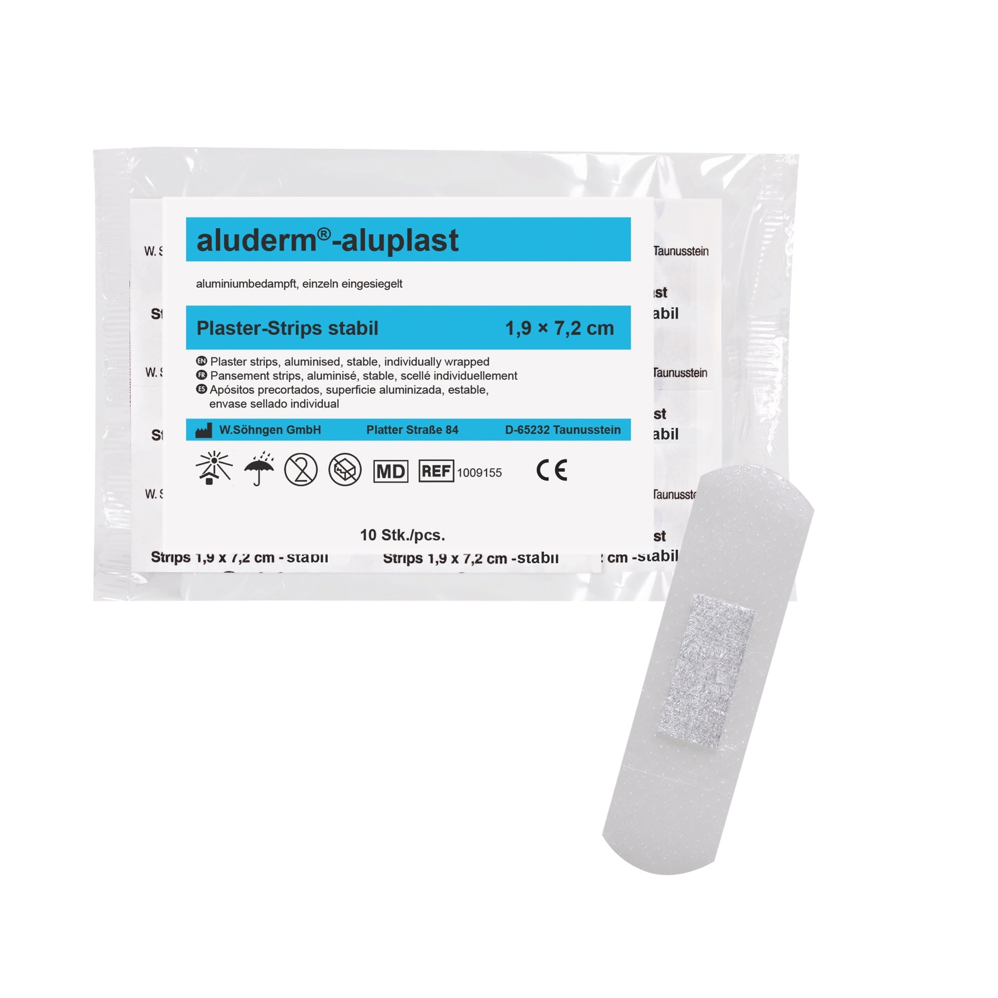 aluderm®-aluplast stabil Strips 1,9 x 7,2 cm 10 Stück