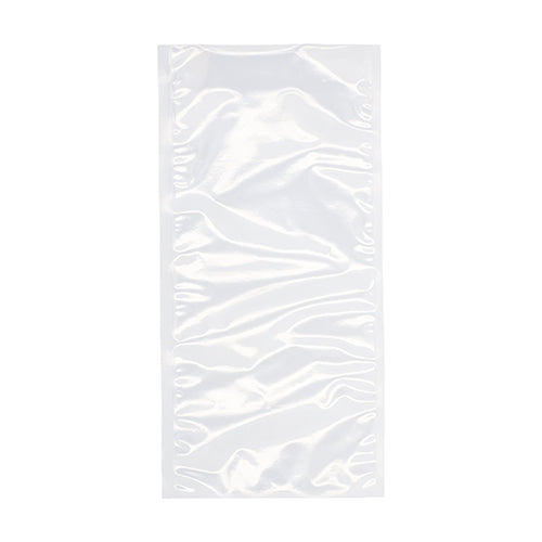 The PAPSTAR 100 edge-sealed bag from PAPSTAR GmbH is a transparent, rectangular PA/PE bag with crumpled film, shown empty and open on one side, ideal for food storage.
