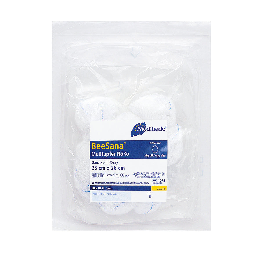 BeeSana® Mulltupfer, RöKo, steril, 25 x 26 cm, Rundform, 10 Stk | Packung (300 Stück)
