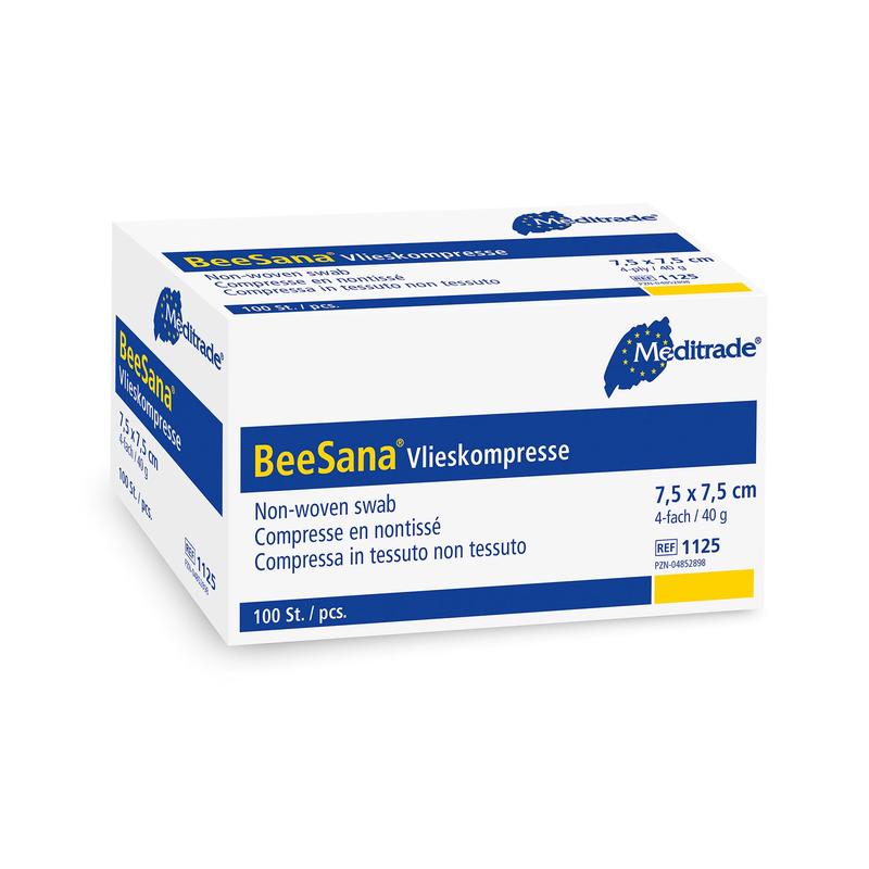 BeeSana® Vlieskompresse, unsteril, 4-fach, 40 g, 7,5 x 7,5 cm | Packung (100 Stück)