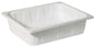 Die Duni GmbH PP Schale 1/2 GN Weiß PP 325x265 ist eine rechteckige, flache weiße Schale mit abgeschrägten Seiten und erhöhtem Rand - ideal für den vielseitigen Einsatz in der Gastronomie als zuverlässiger 1/2 GN-Behälter.
