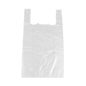 The Starpak 500 T-shirt-style carrier bags (HDPE, 48x27x12 cm, white) stand out against a white background and highlight their pleats and handles—ideal for lightweight items. Package contains 500 pieces.