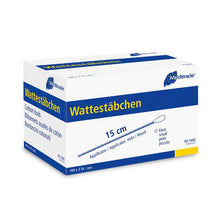 Wattestäbchen zu 2 Stk steril verpackt, Länge: 15 cm, kleiner Kopf, Holz | Packung (200 Stück)