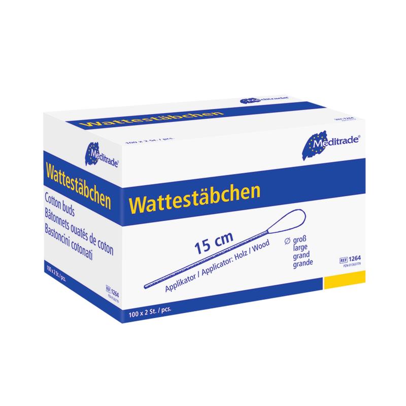 Wattestäbchen, steril verpackt,  Länge: 15 cm