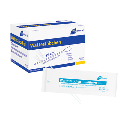 Wattestäbchen, steril verpackt,  Länge: 15 cm