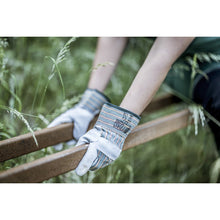 NITRAS SPLIT MASTER, Rindspaltlederhandschuhe, grün / rot / gelb gestreift / grau
