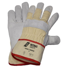 NITRAS MERKUR, Rindvolllederhandschuhe, naturfarben / grau, EN 388 Baumwolle, Größe 10 | Packung (12 Paare)