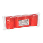A transparent plastic packaging contains four red PAPSTAR grave candles "hour burner" (Ø 5 cm, 6.5 cm high) from PAPSTAR GmbH, which have a white label with product information and barcode on the front.