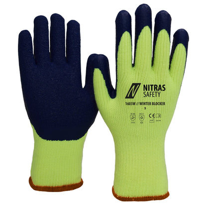NITRAS WINTER BLOCKER, Winterhandschuhe, neongelb / blau