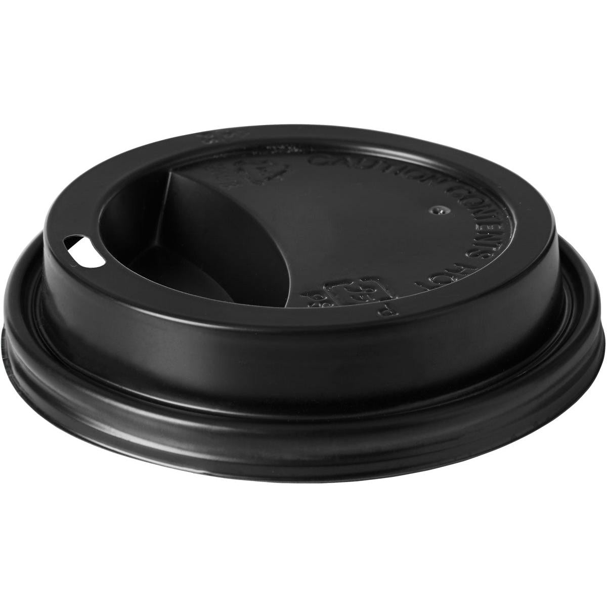 Der Deckel für 159921 Schwarz PS der Duni GmbH ist ein schwarzer Kunststoff-Kaffeebecherdeckel mit kleinem Trinkloch und erhöhtem Schluckteil. Er passt sicher auf Einwegbecher. Die Packung enthält 100 Stück.