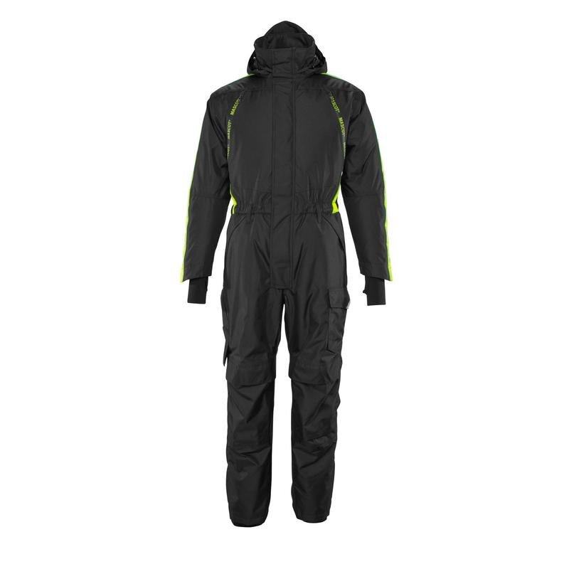 Overall with knee pockets, light weight winter combination, black/hi-vis yellow