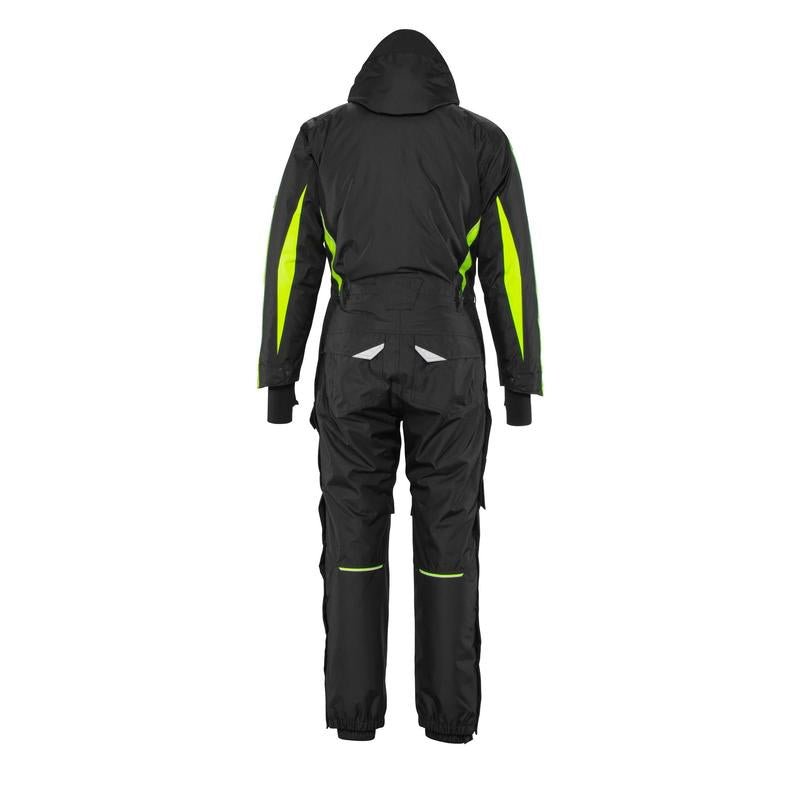 Overall with knee pockets, light weight winter combination, black/hi-vis yellow