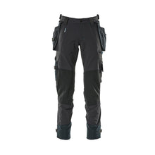 Trousers with hanging pockets, stretch trousers, black-blue