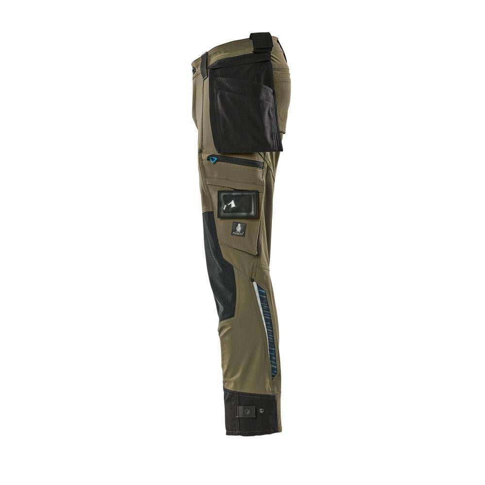 Hose mit Hängetaschen, Stretch Hose, moosgrün