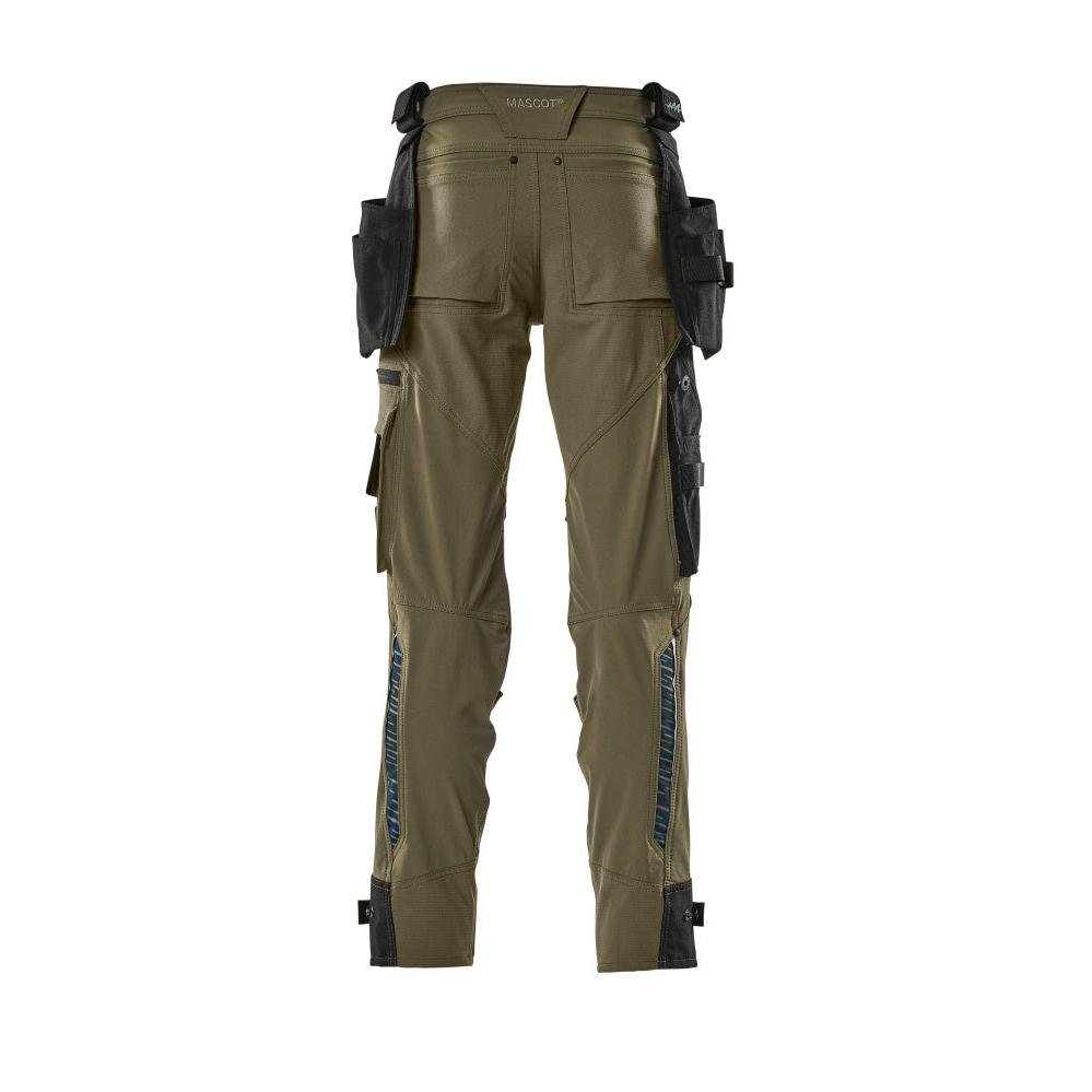 Hose mit Hängetaschen, Stretch Hose, moosgrün