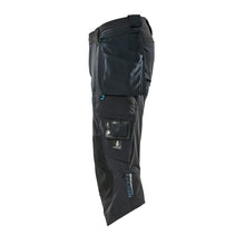 Three-quarter trousers, hanging pockets, stretch three-quarter trousers, black-blue