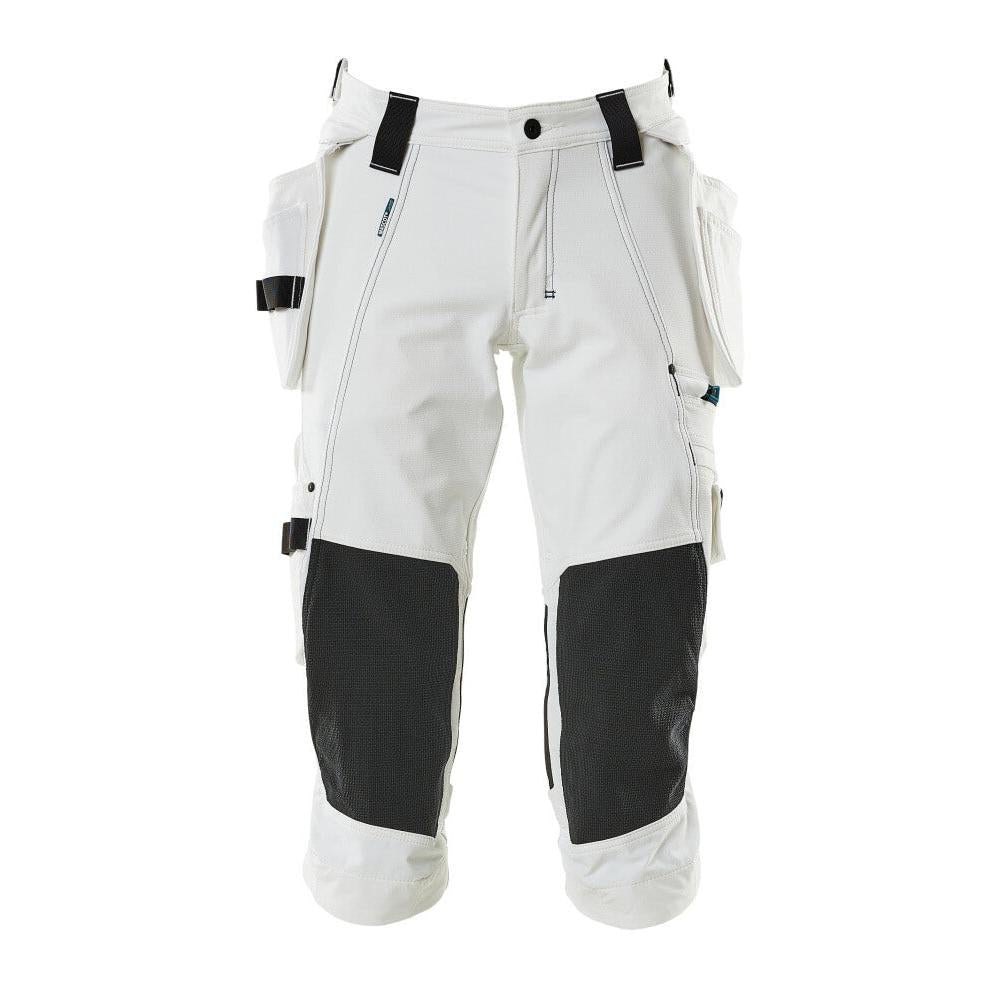 Dreiviertel-Hose, Hängetaschen, Stretch Dreiviertel-Hose, weiss