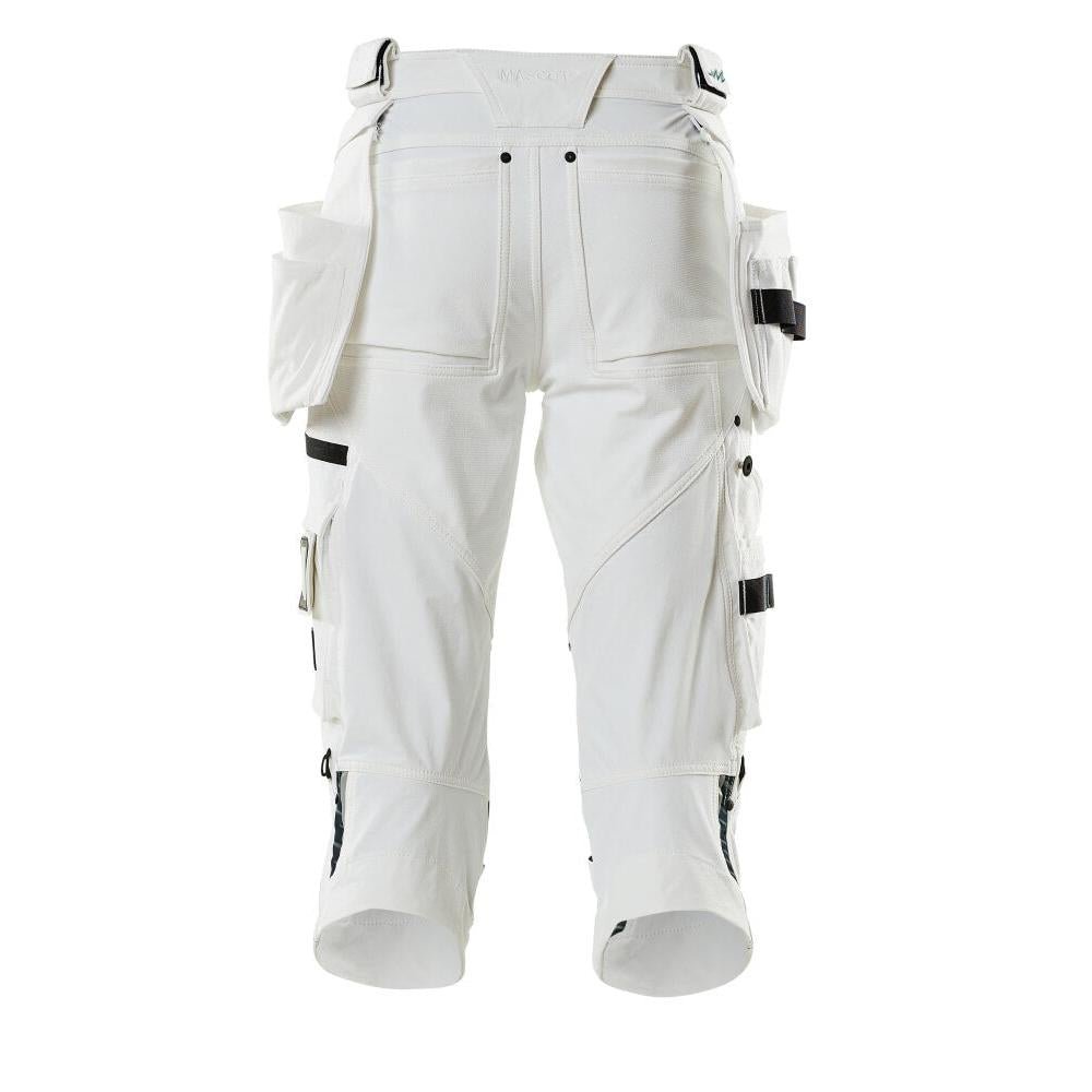 Dreiviertel-Hose, Hängetaschen, Stretch Dreiviertel-Hose, weiss