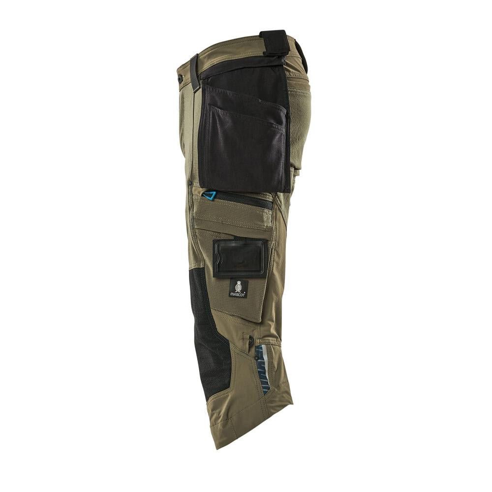 Dreiviertel-Hose, Hängetaschen, Stretch Dreiviertel-Hose, moosgrün