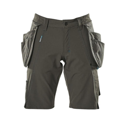 Shorts, removable hanging pockets, stretch craftsman shorts, dark anthracite