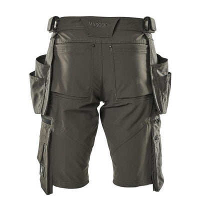 Shorts, removable hanging pockets, stretch craftsman shorts, dark anthracite