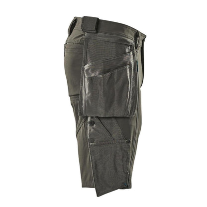 Shorts, removable hanging pockets, stretch craftsman shorts, dark anthracite