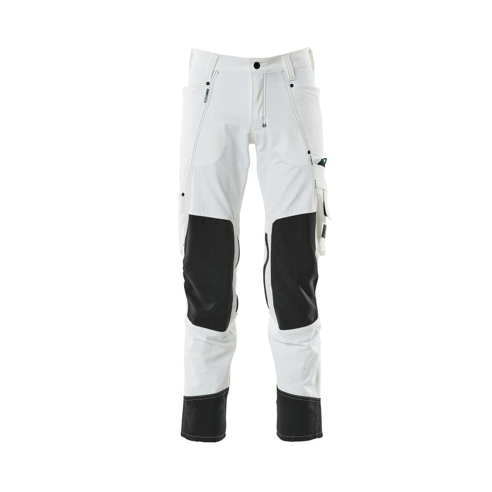 Hose mit Knietaschen, Stretch, leicht Hose, weiss