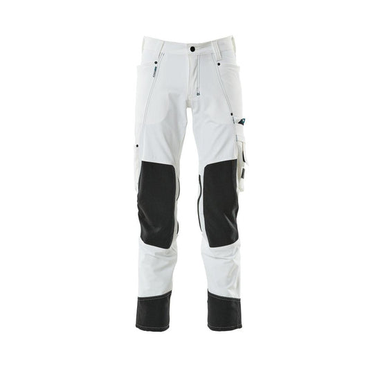 Hose mit Knietaschen, Stretch, leicht Hose, weiss