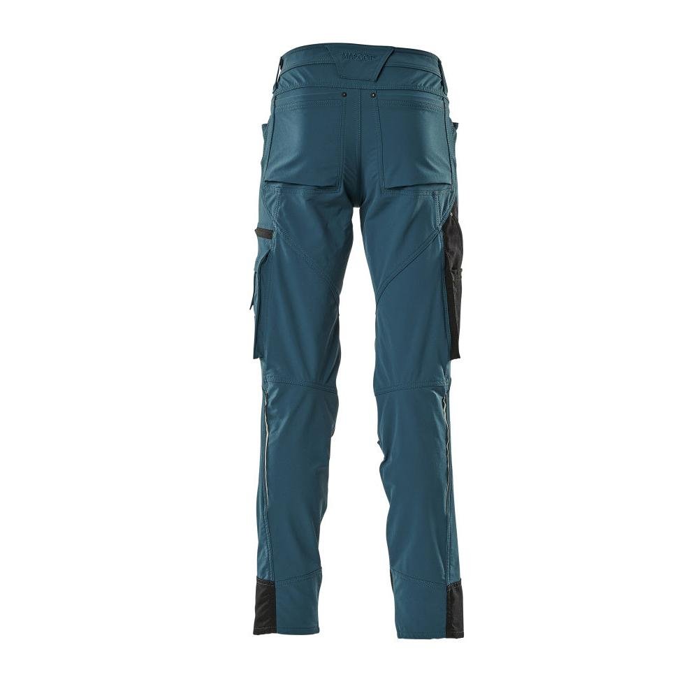 Trousers with knee pockets, stretch, light trousers, dark petroleum