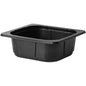 Die Duni GmbH PP Schale 1/6 GN Schwarz (176x162x60 mm, Packung mit 318 Stück) ist mit ihrem breiten Rand und den konisch zulaufenden Seiten ideal für den Transport von Lebensmitteln in der Gastronomie. Abgebildet auf einfarbig weißem Hintergrund.