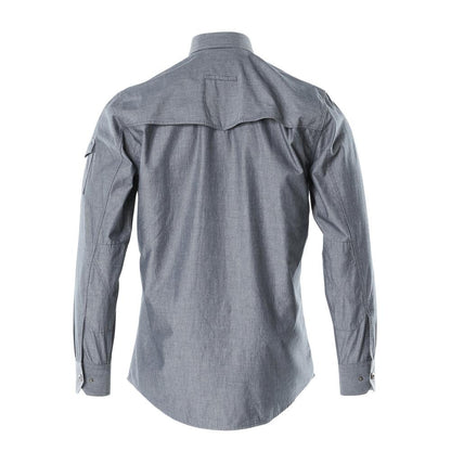 Hemd Chambray mit Netzfutter, gewaschener dunkler denim